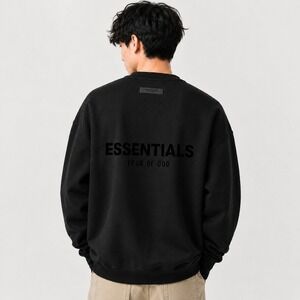 Fear Of God Essentials Crewneck Sweatshirt XXS Black Relaxed Oversized Fleece